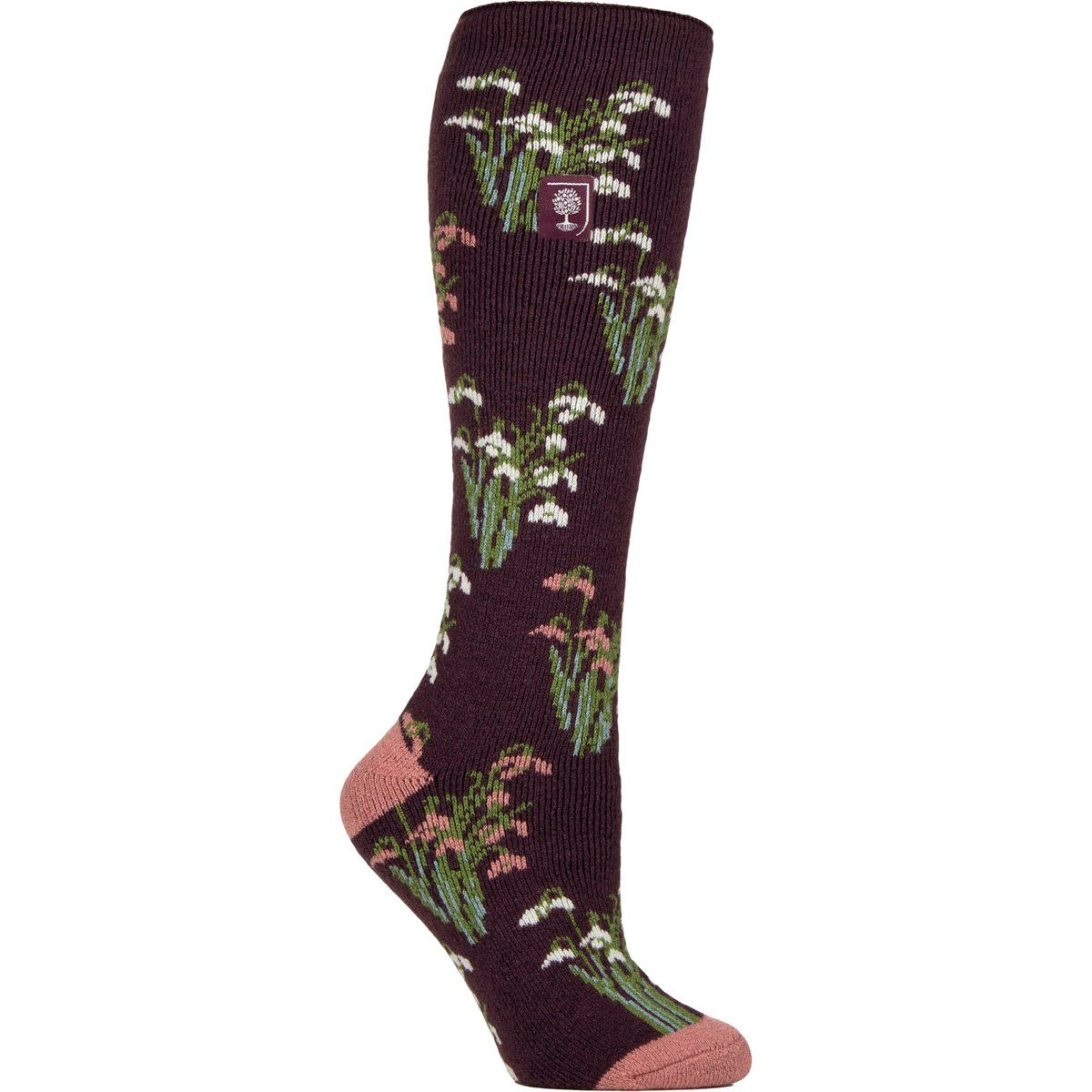 Kniehohe Gummistiefelsocken mit Schneeglöckchen-Muster