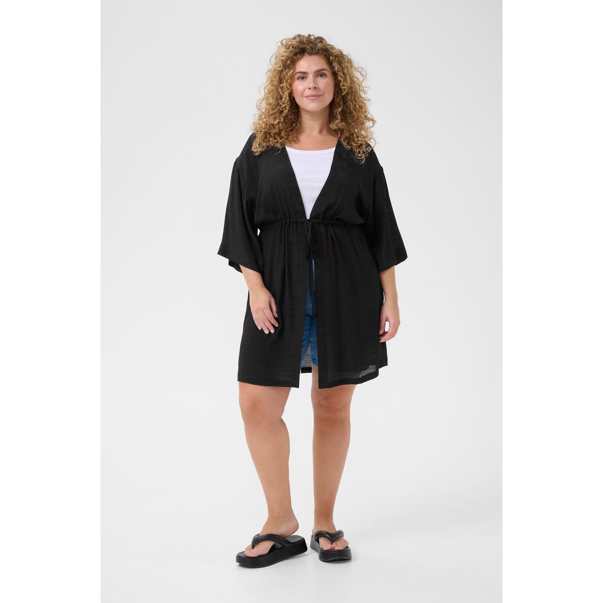 Lockeres Kimono-Überwurf mit Kordelzug