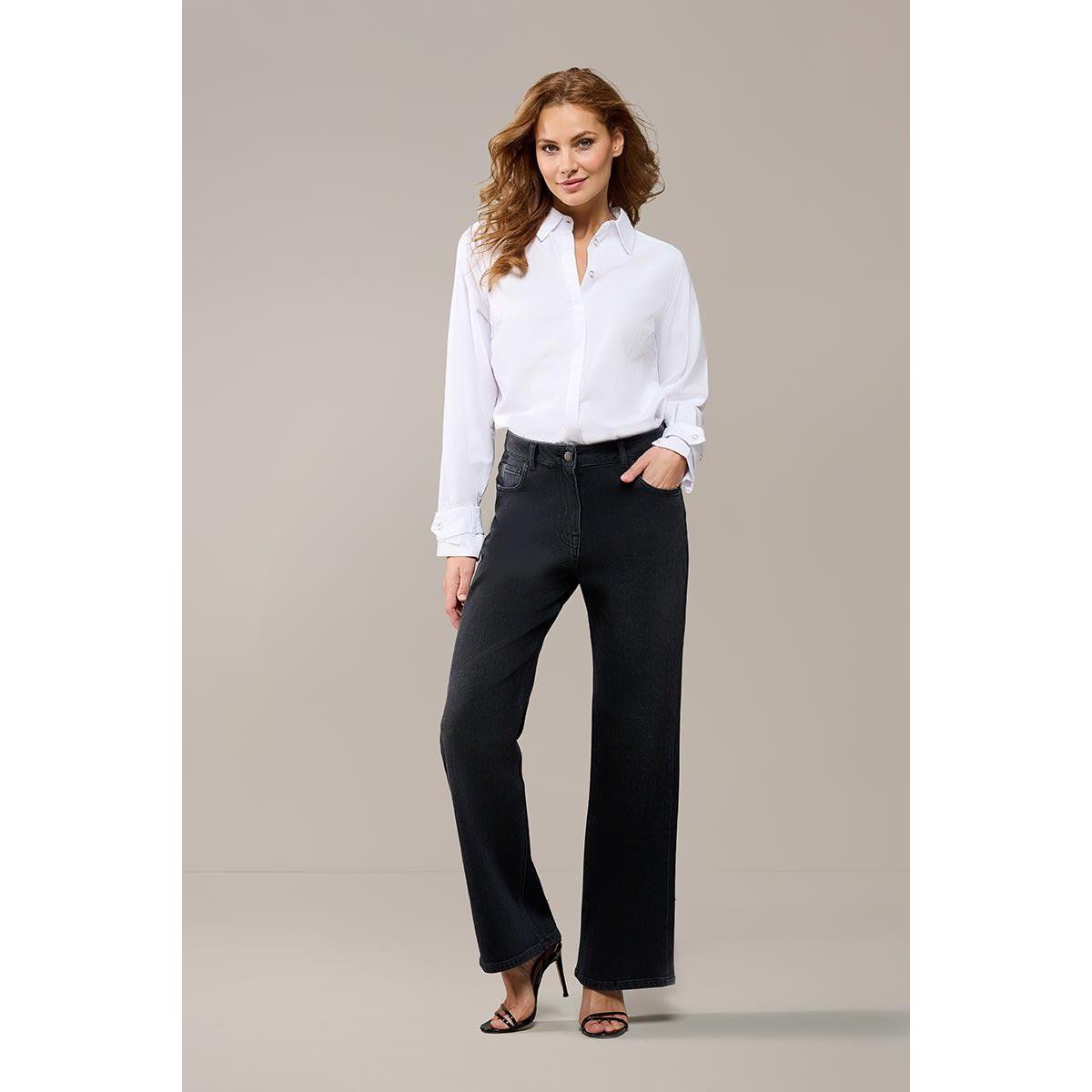 Elegante High-Waist-Jeans mit weitem Bein