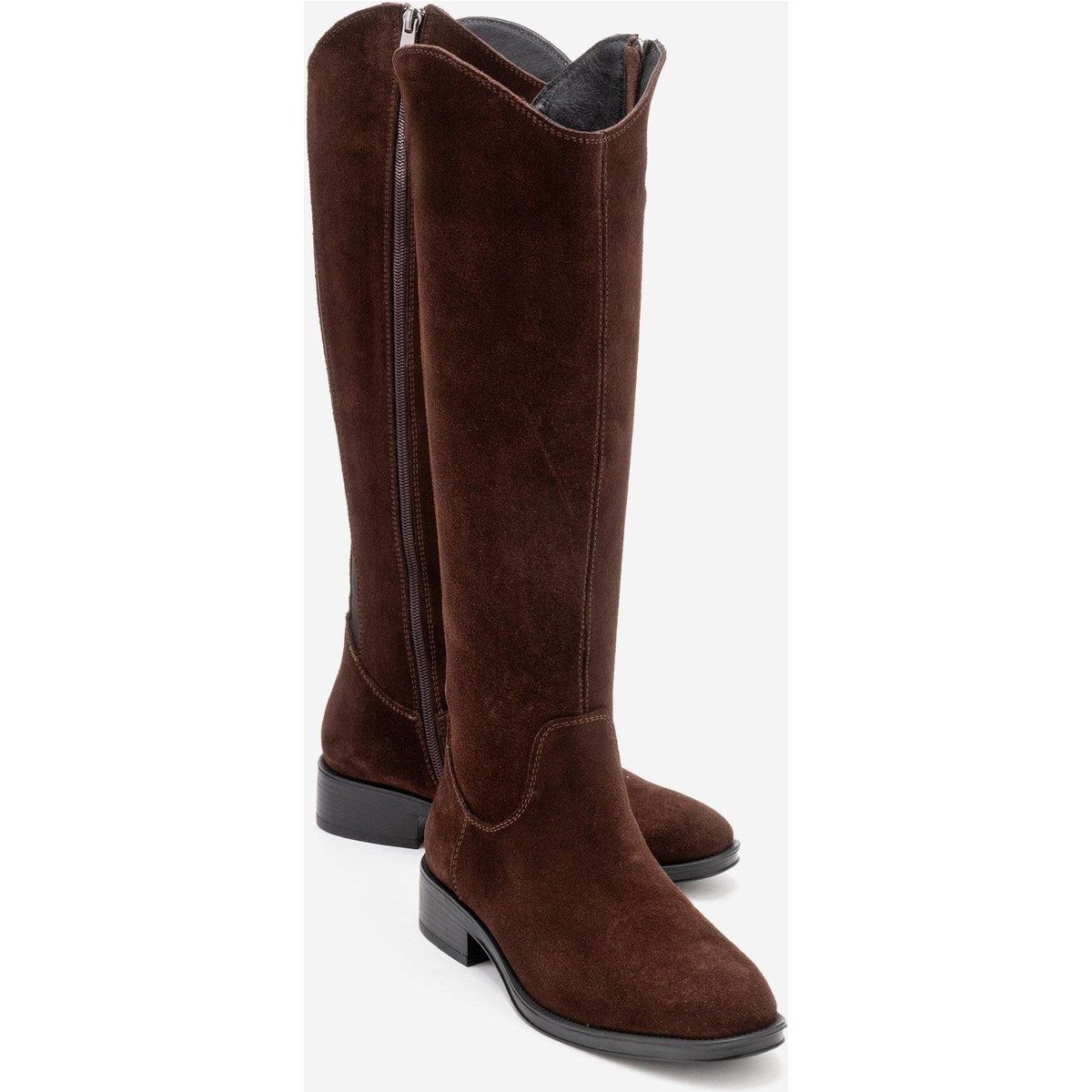 Kniehohe Wildlederstiefel mit Reißverschluss