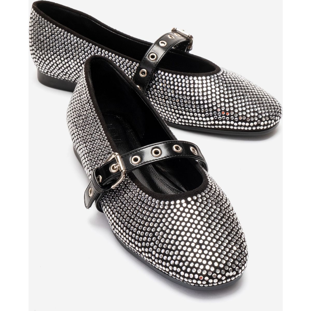 Kristallverzierte Mary-Jane-Ballerinas