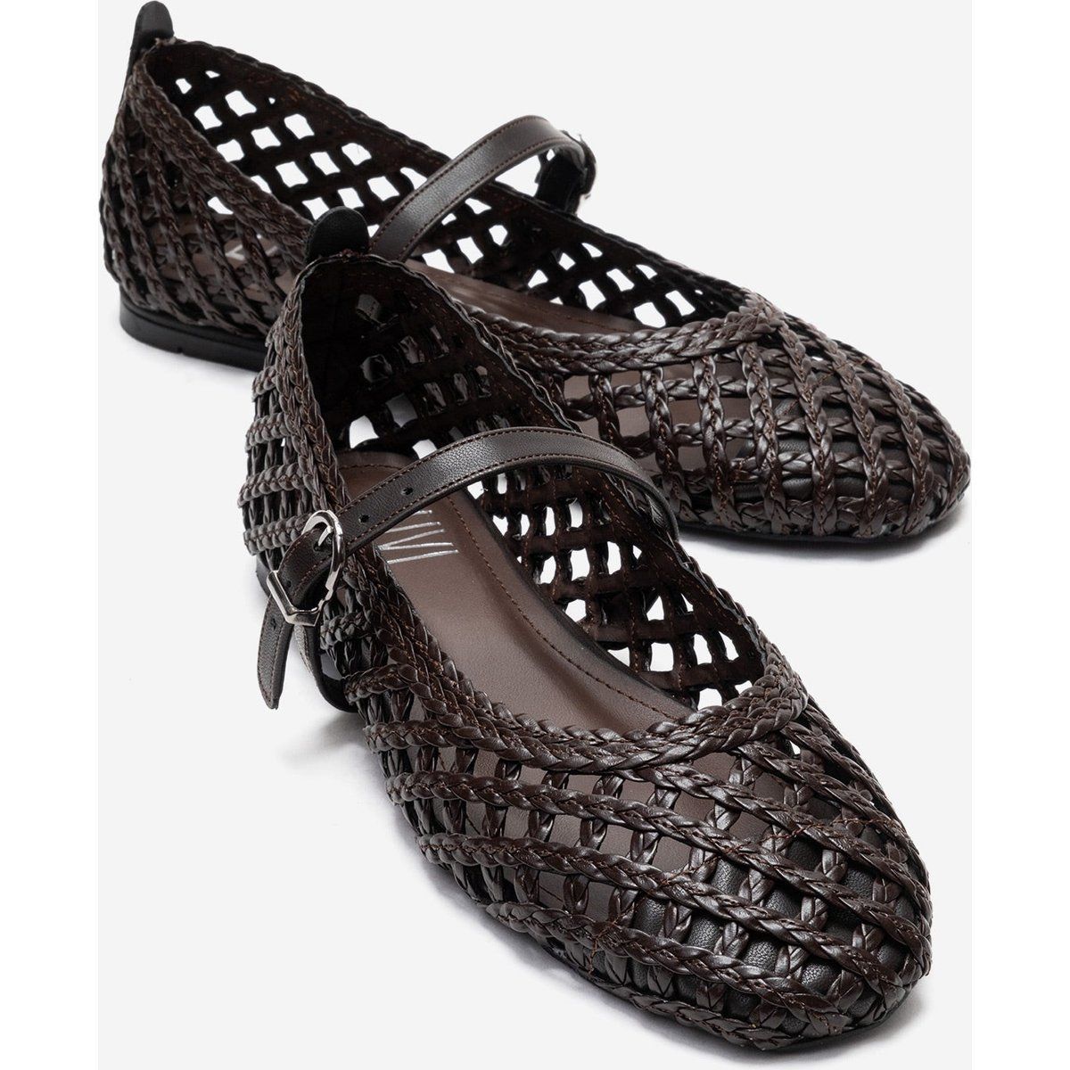 Geflochtene Mary-Jane-Ballerinas aus Leder