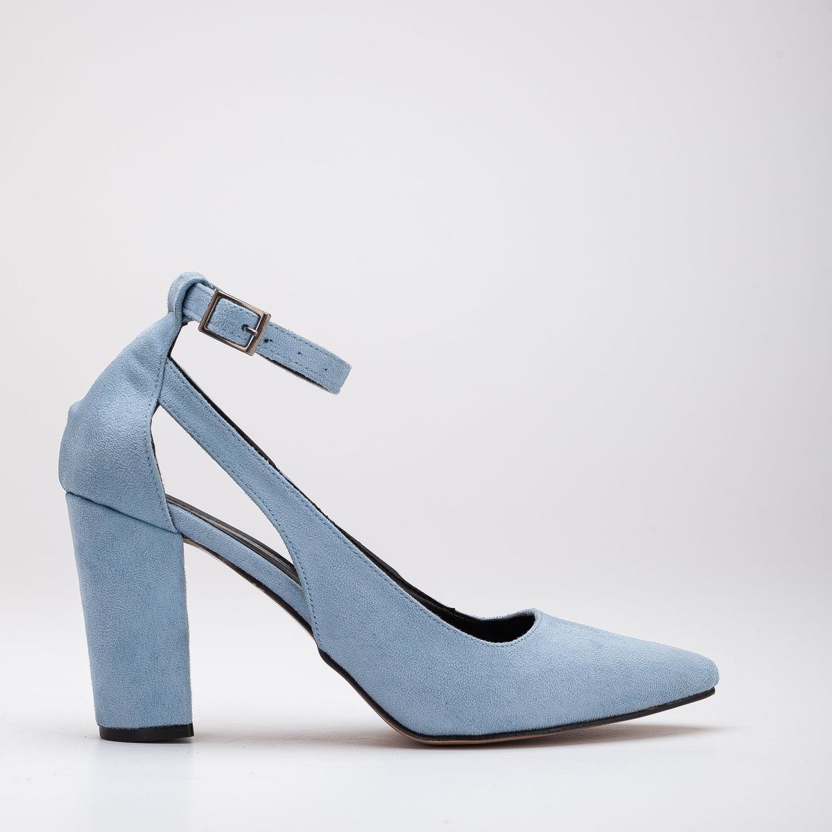 Spitze Blockabsatz-Pumps mit Fesselriemen