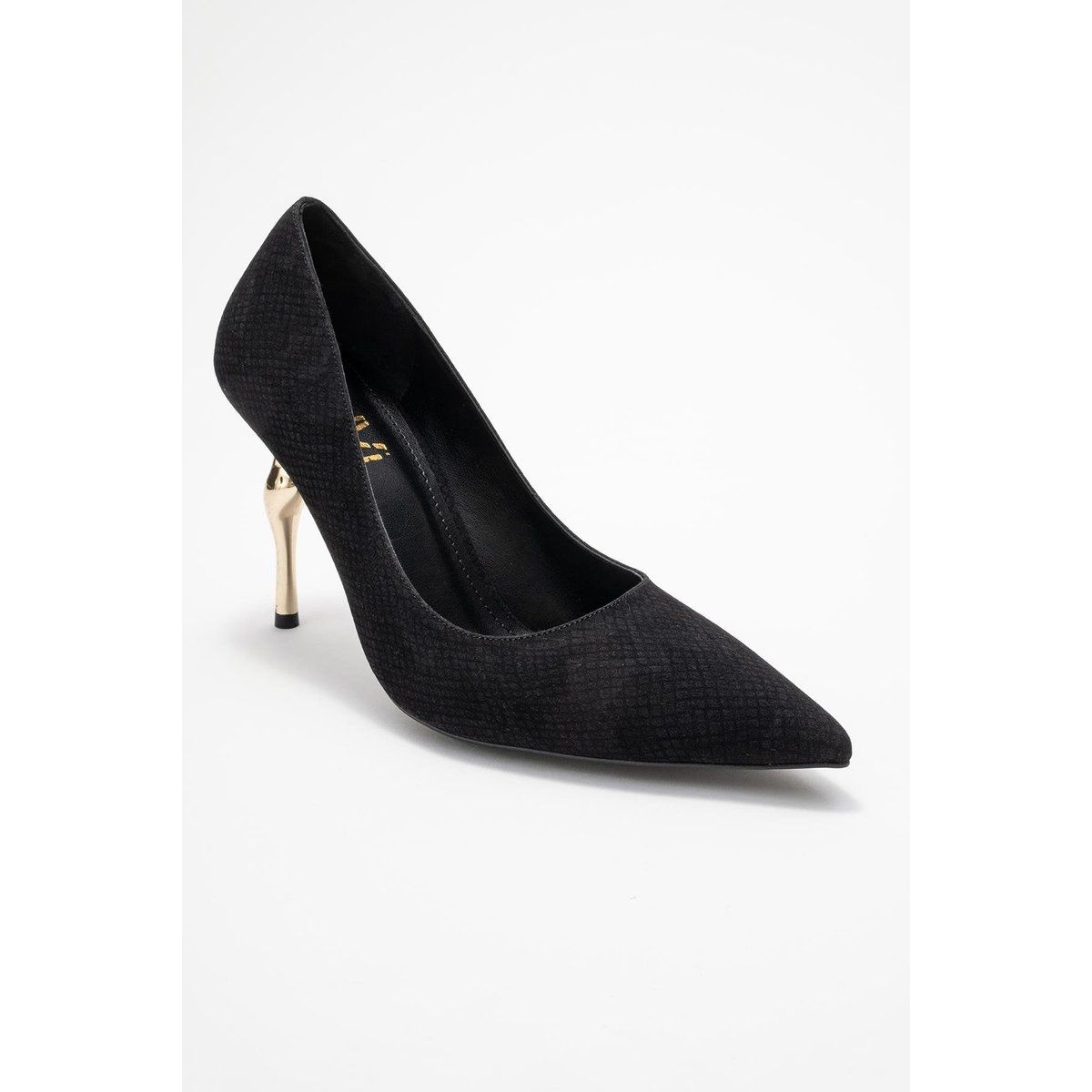 Spitzer Pumps mit Metallic-Absatz