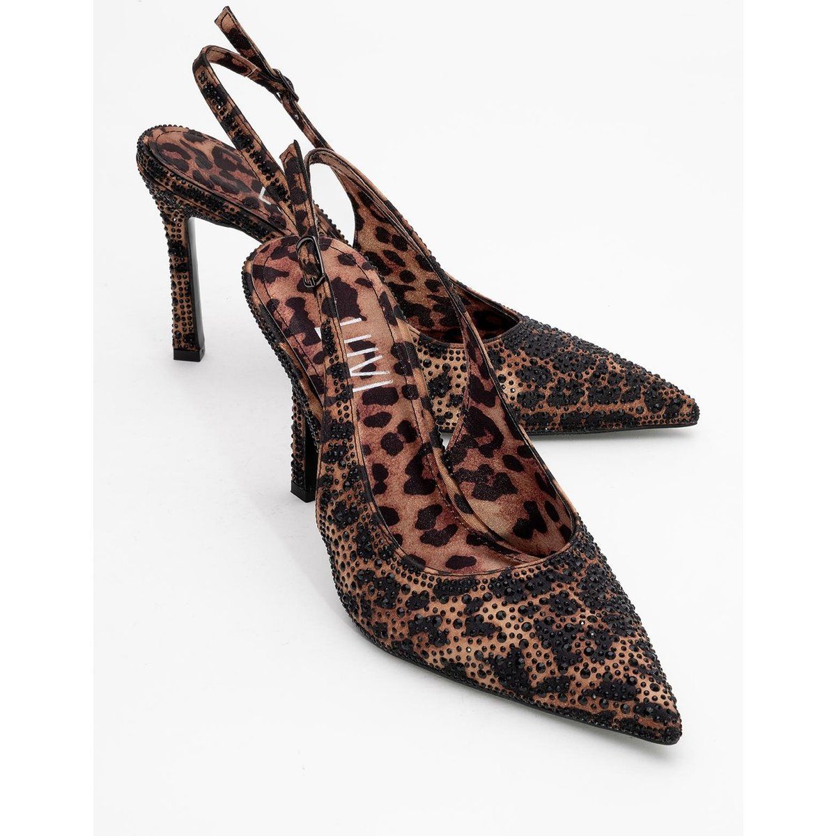 Slingback-Pumps mit Leoparden-Strass-Dekor