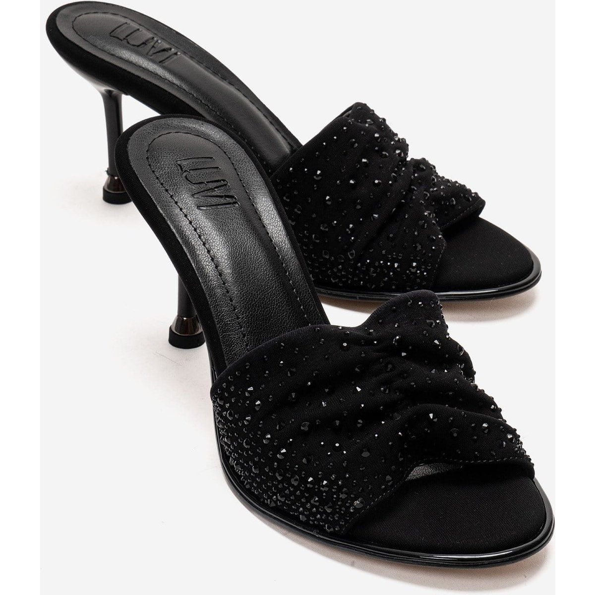 Stiletto-Mules mit funkelndem Strassbesatz