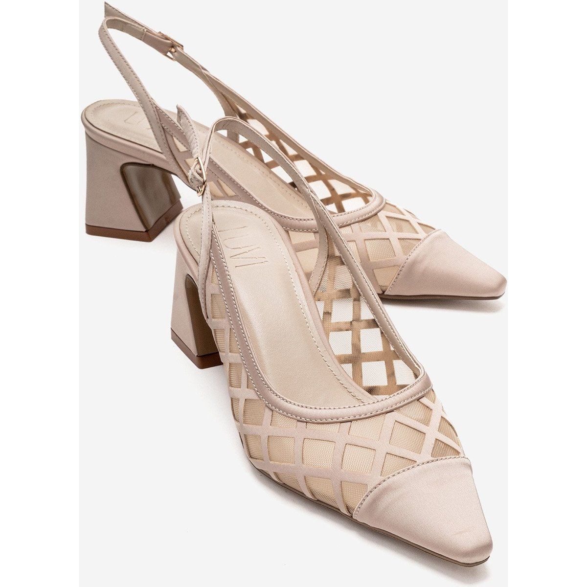 Spitze Mesh-Slingbacks mit Blockabsatz