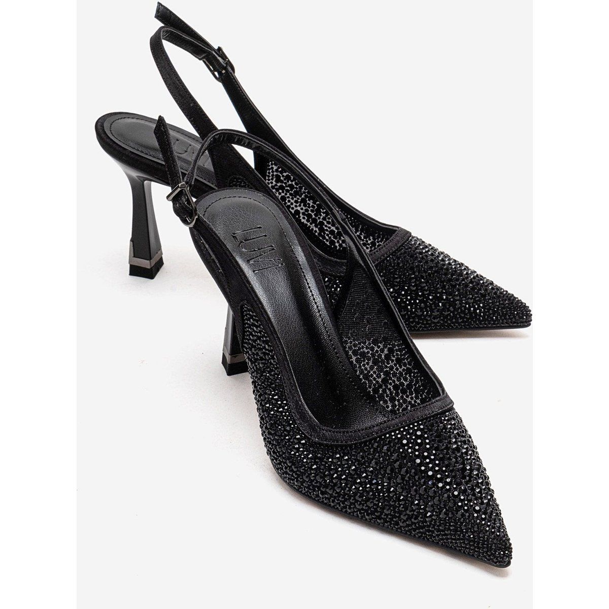 Funkelnde Slingback-Stiletto-Pumps aus Mesh