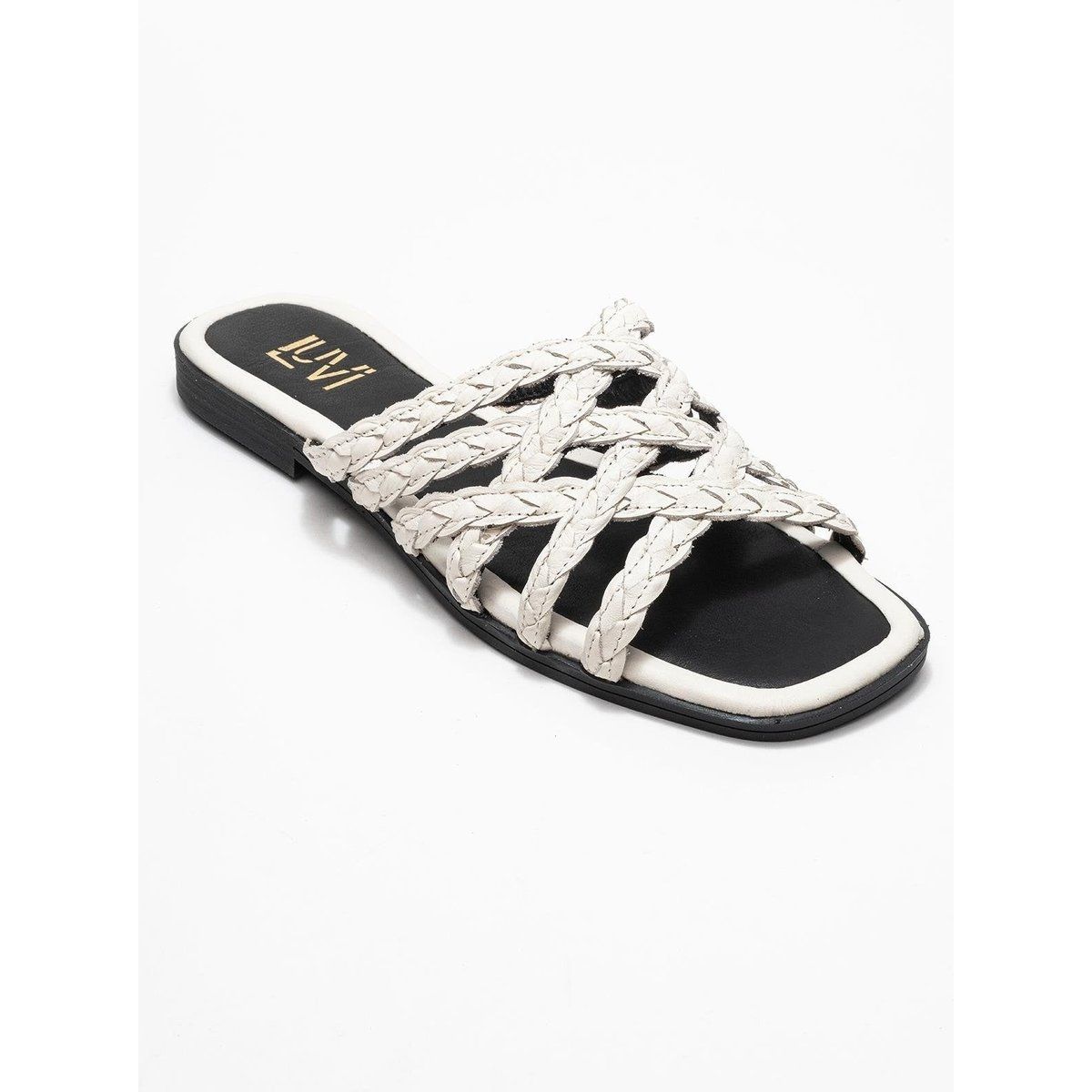 Flache Sandalen aus geflochtenem Leder