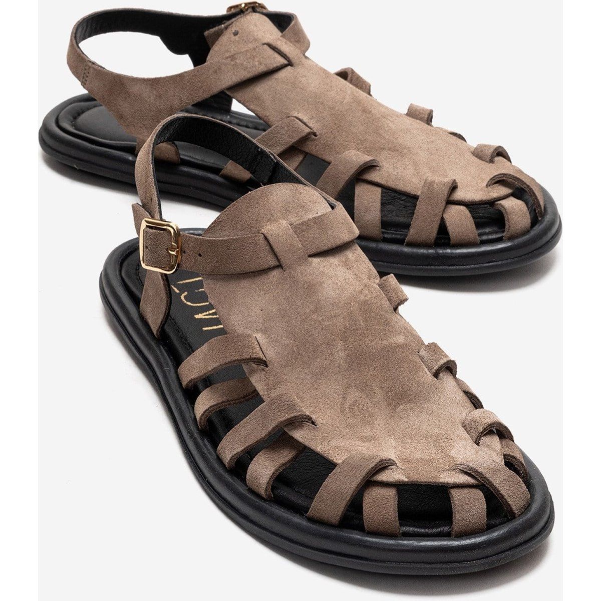 Minimalistische Veloursleder Gladiator-Sandalen