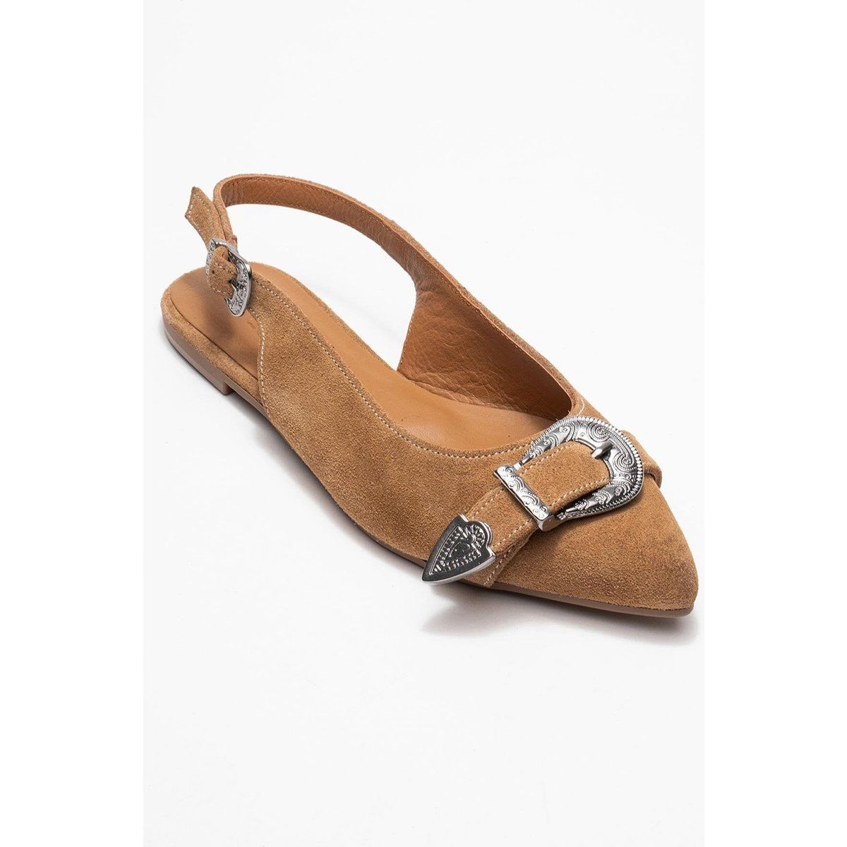 Vintage-Slingpumps mit Western-Schnalle