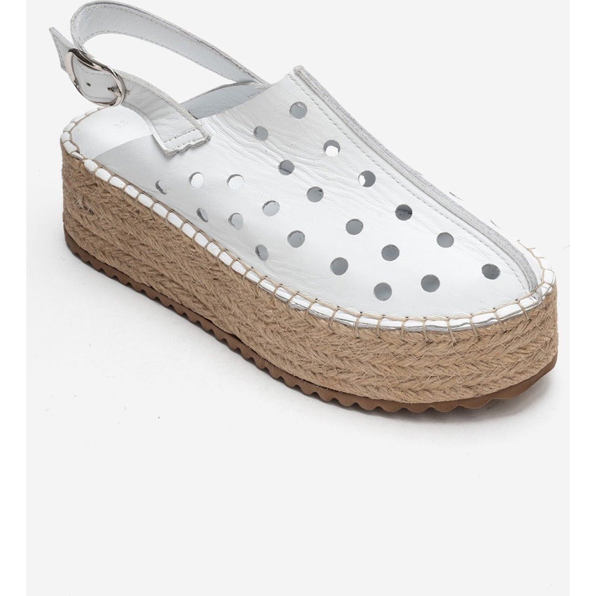 Perforierte Leder-Plateau-Sandalen