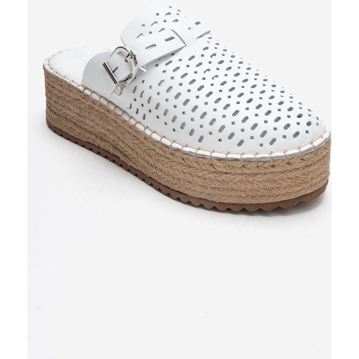 Plateau-Mules mit Laser-Cut-Muster