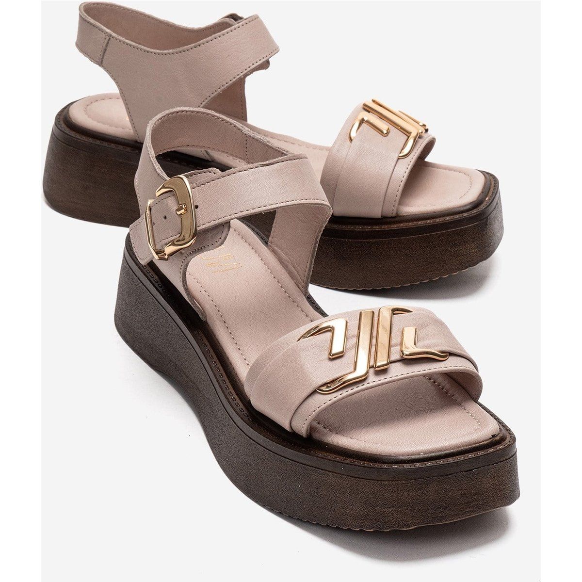 Minimalistische Plateau-Ledersandalen