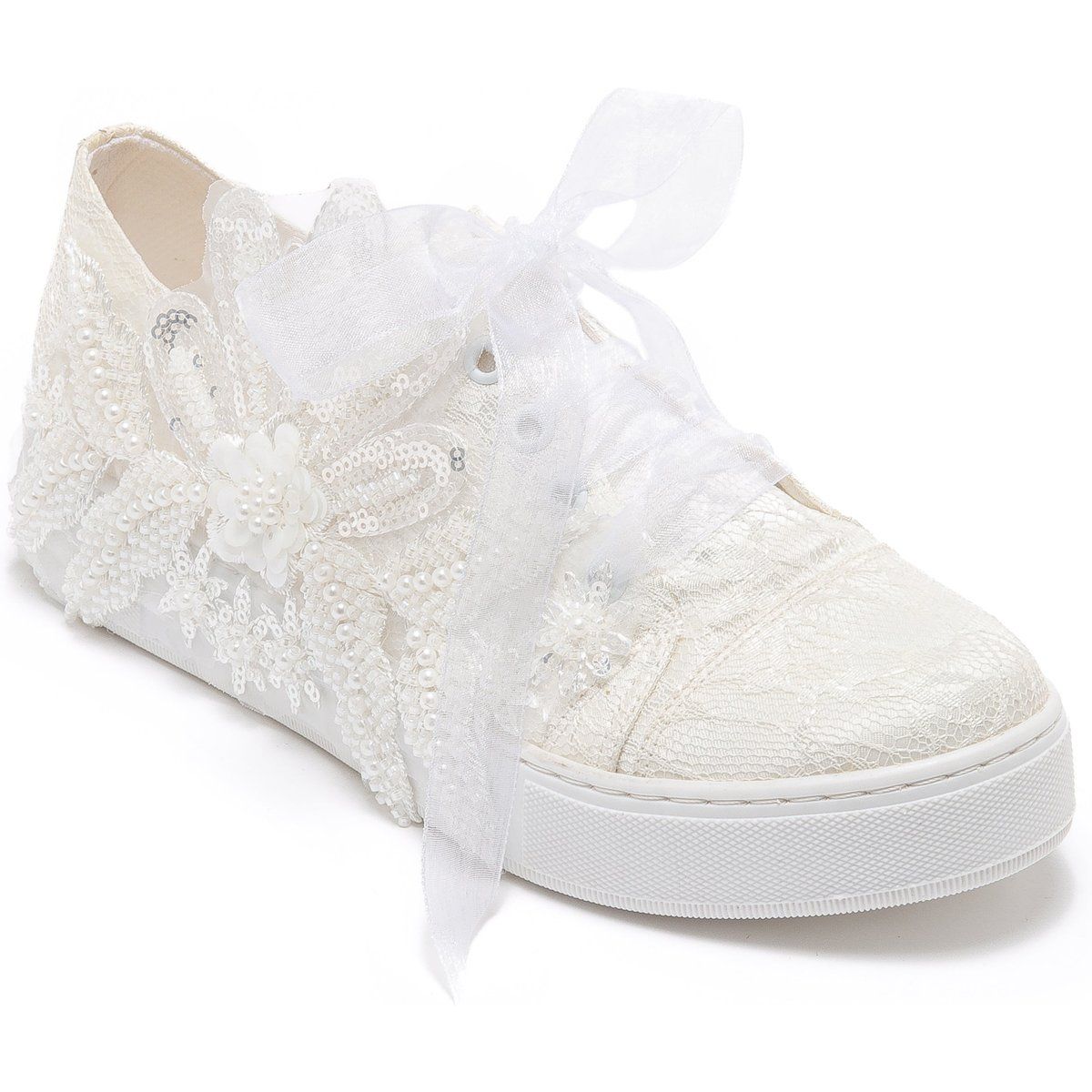 Braut-Sneaker mit floraler Spitze