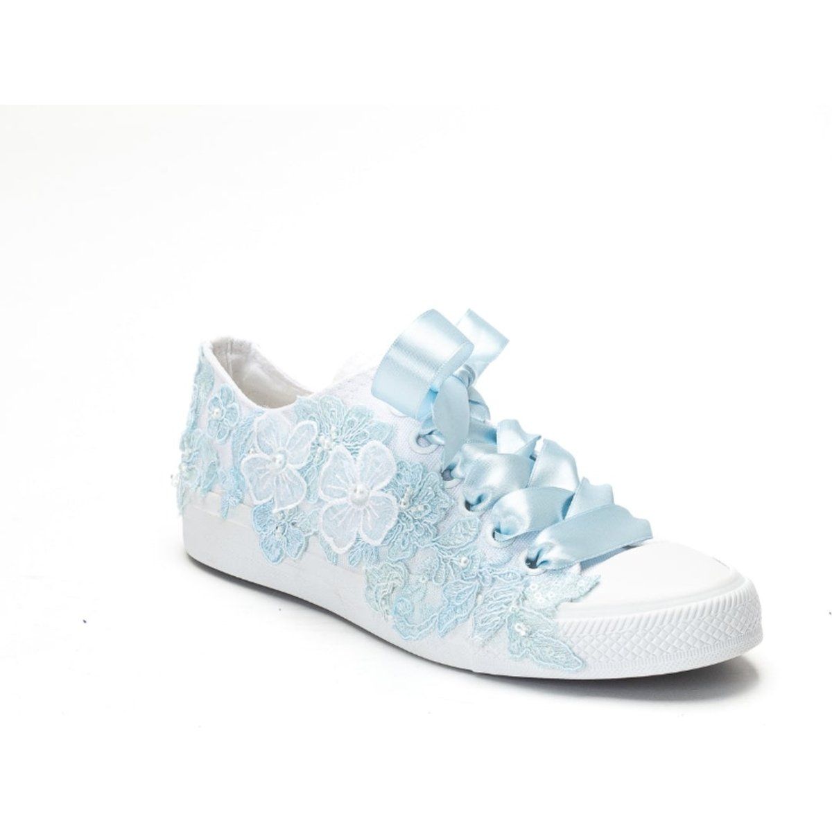 Braut-Sneaker mit Spitze und Satinband