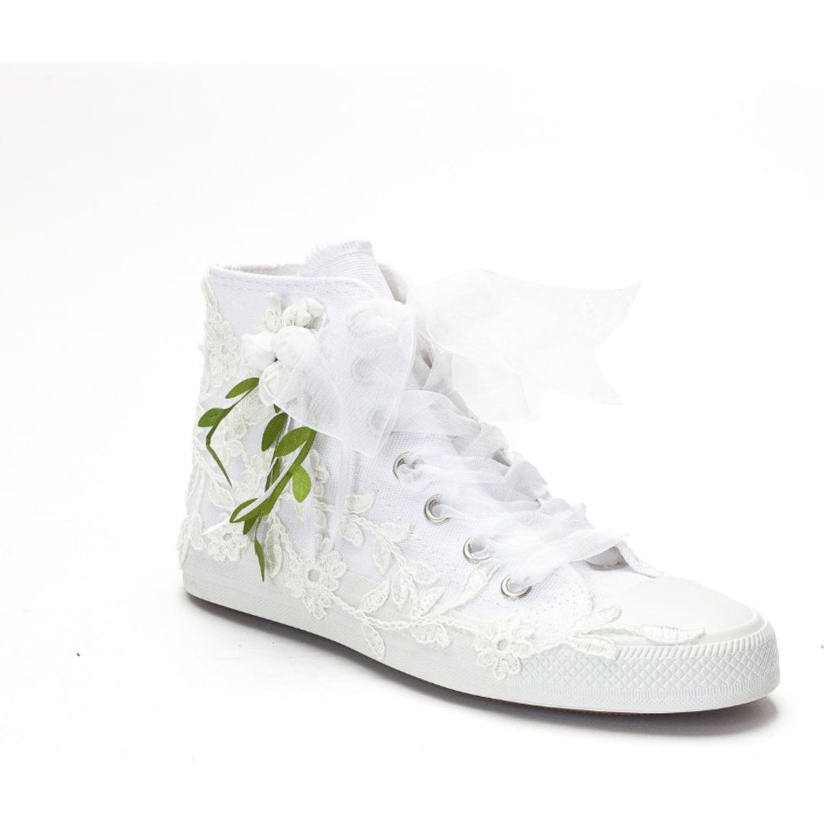 Braut-High-Top-Sneaker mit Blumenspitze
