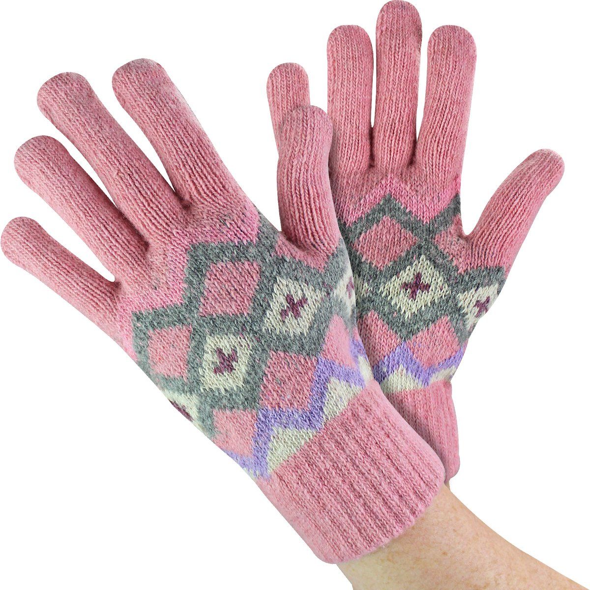 Wollmischhandschuhe mit Fairisle-Muster