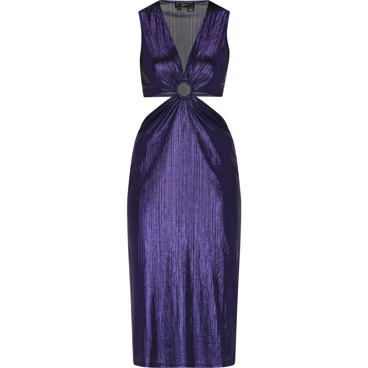 Metallisches Midikleid mit Cut-Outs