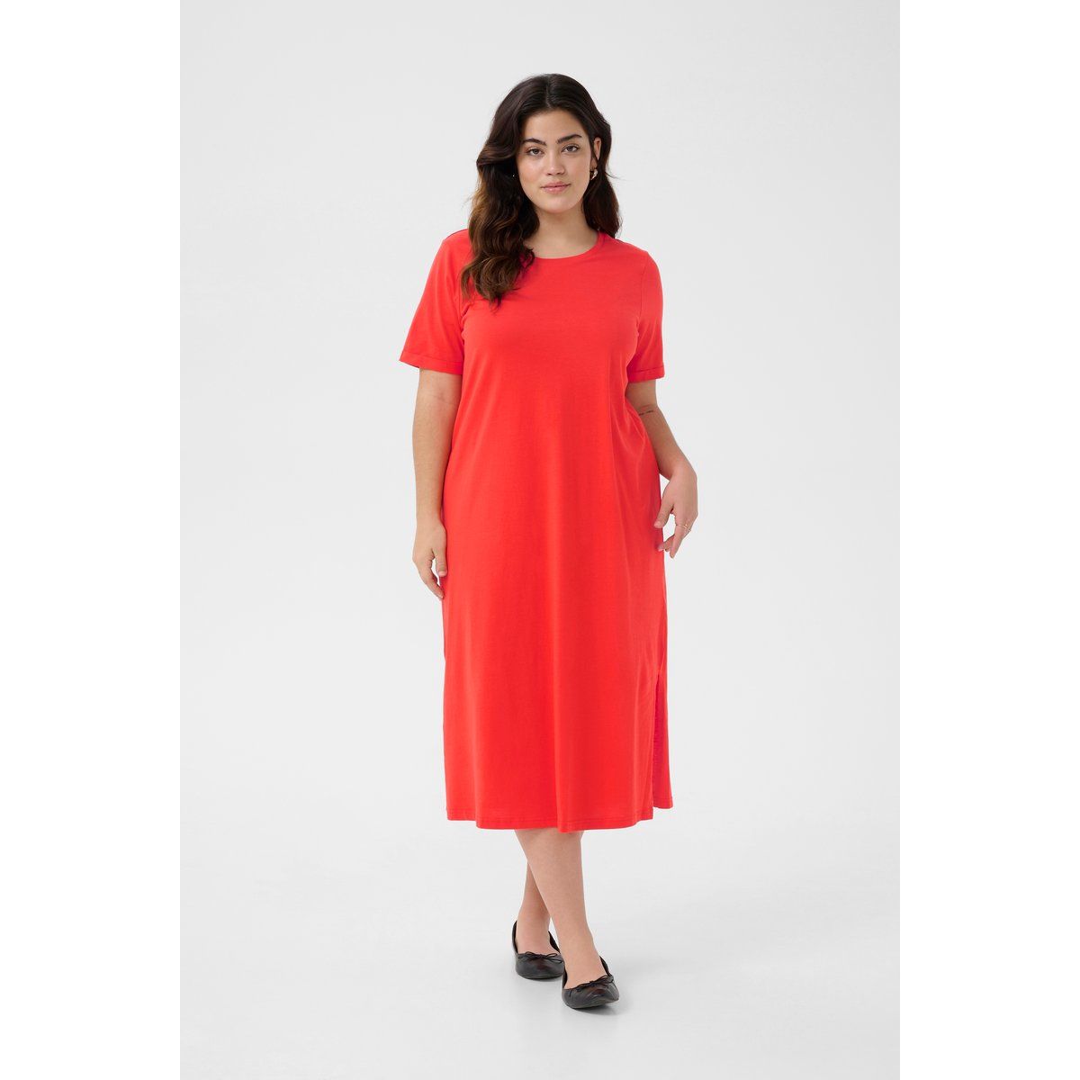 A-Linien-Midikleid mit kurzem Arm