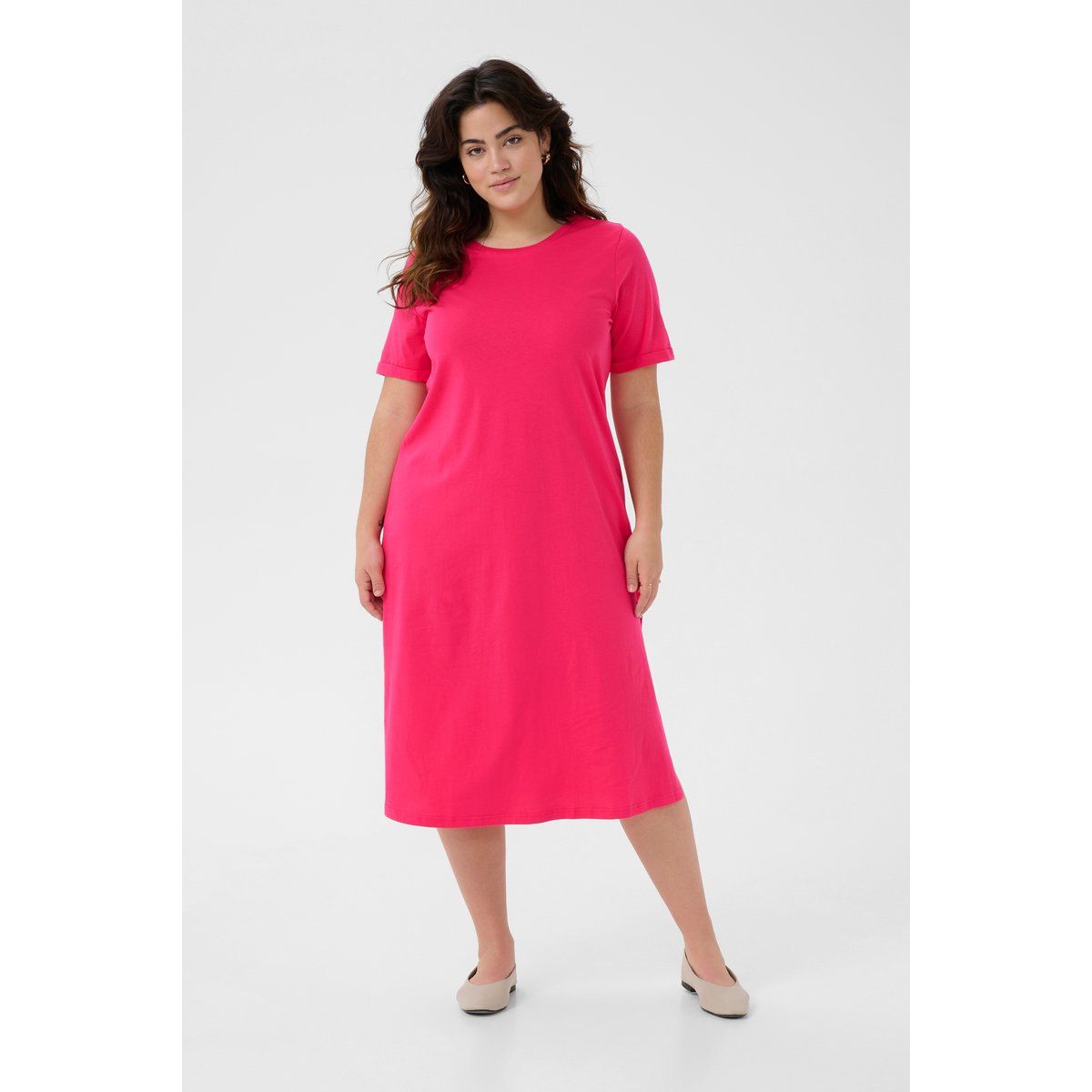 Minimalistisches Baumwoll-Midikleid in A-Linie