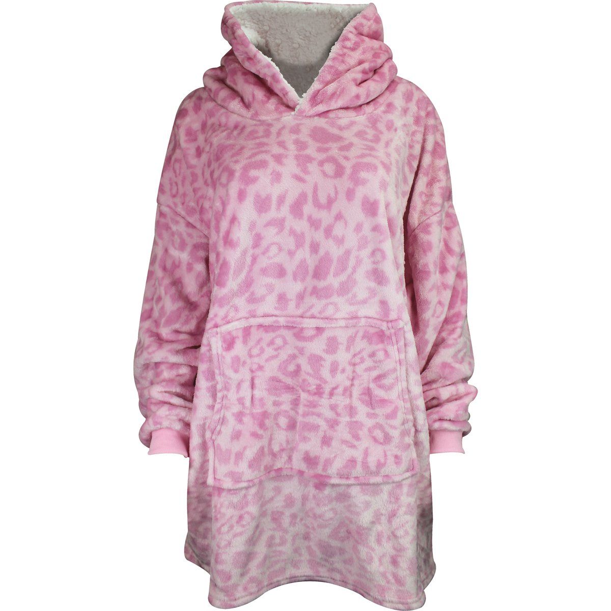 Fleece-Hoodie mit Leopardenmuster