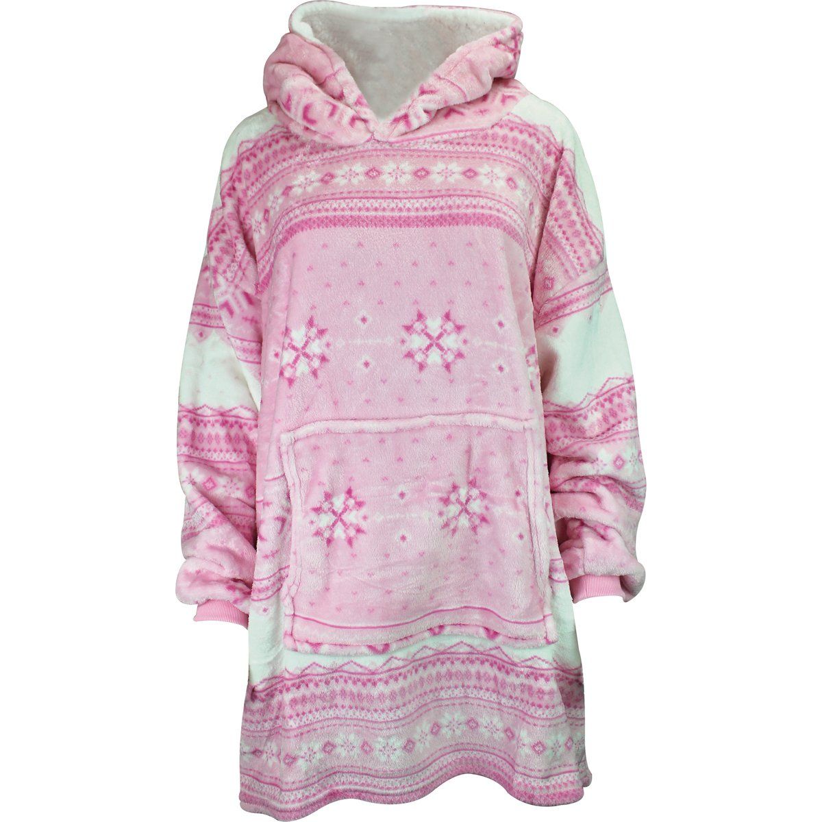 Fleece-Kuschelhoodie mit Fairisle-Muster