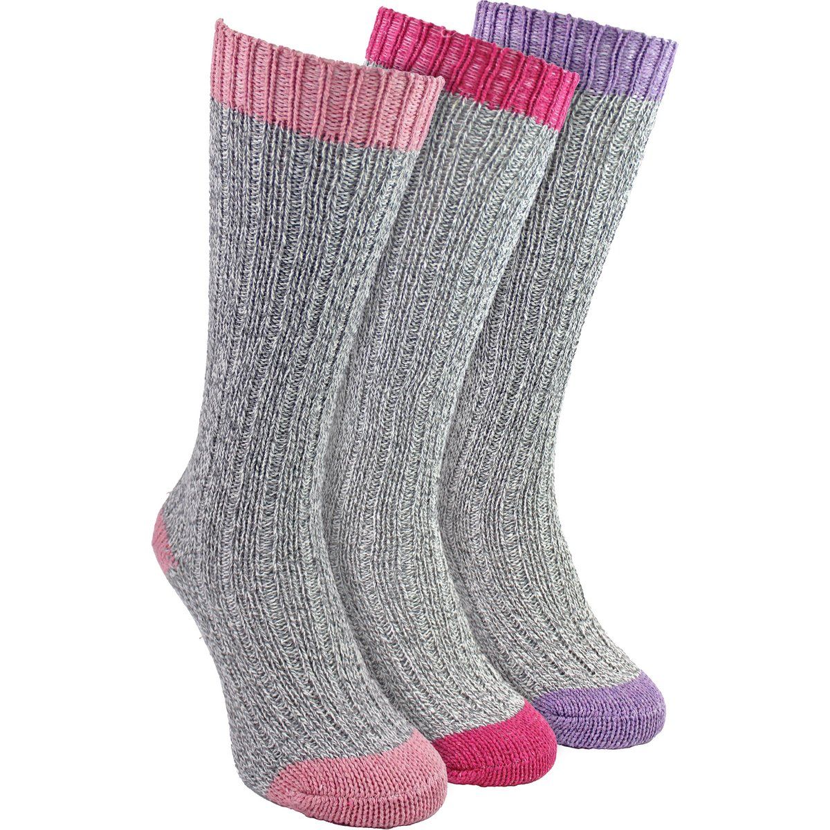 Extralange Wollsocken mit Rippmuster