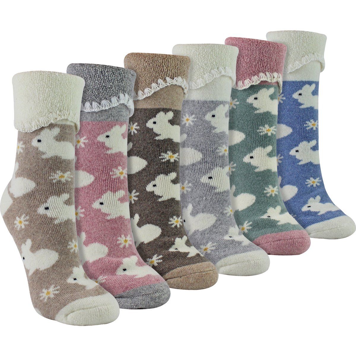 Gemütliche Wollbettsocken mit Tiermustern