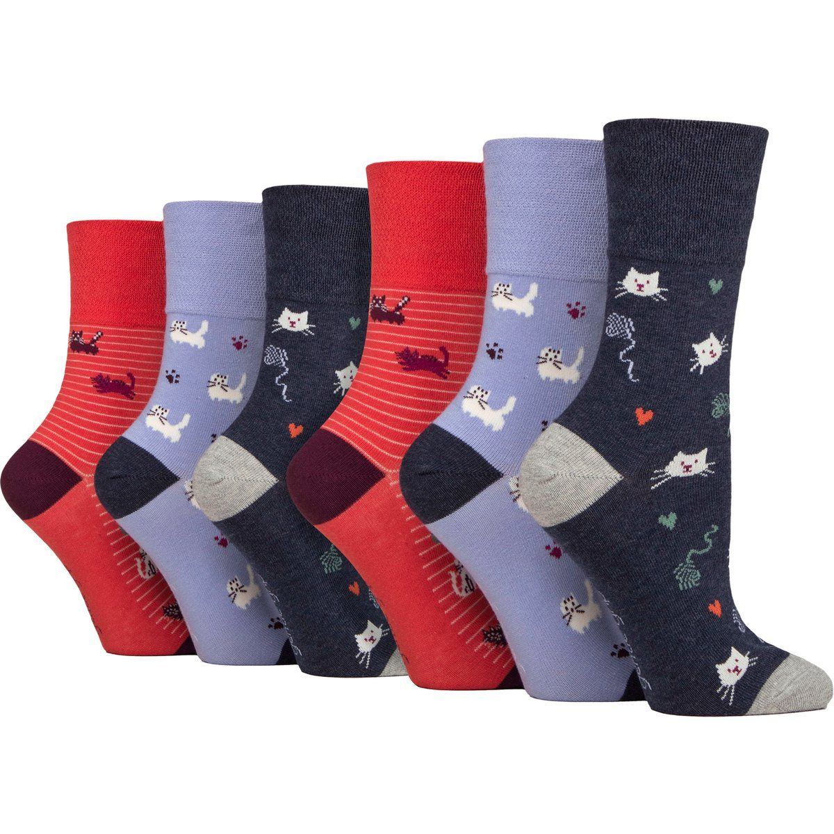 Nicht einengende Socken mit Katzen-Motiv