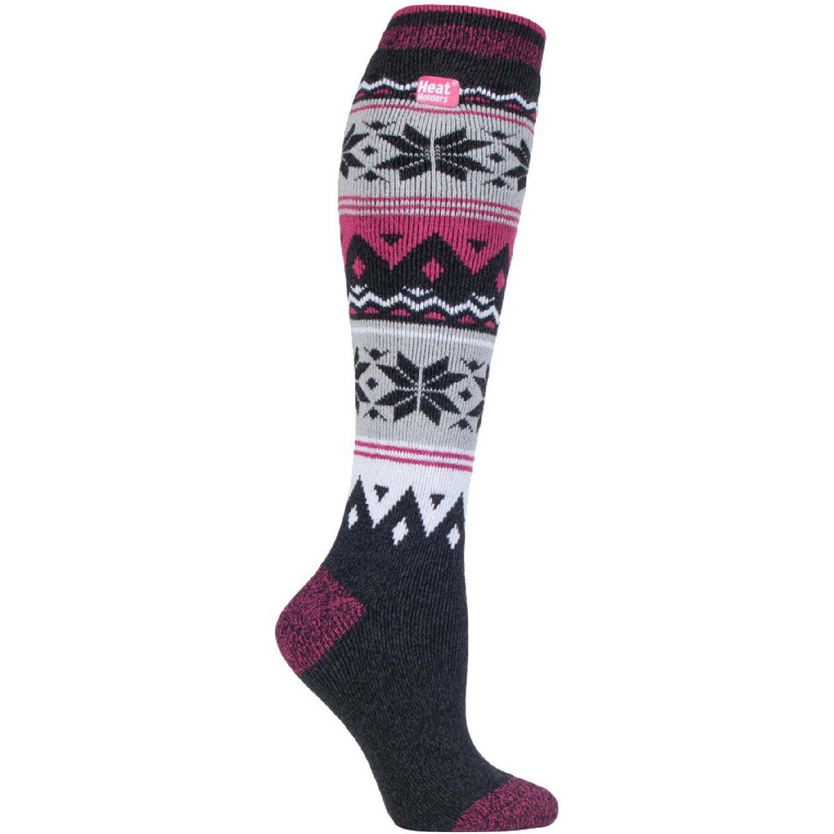 Kniehohe Thermosocken mit Schneeflockenmuster