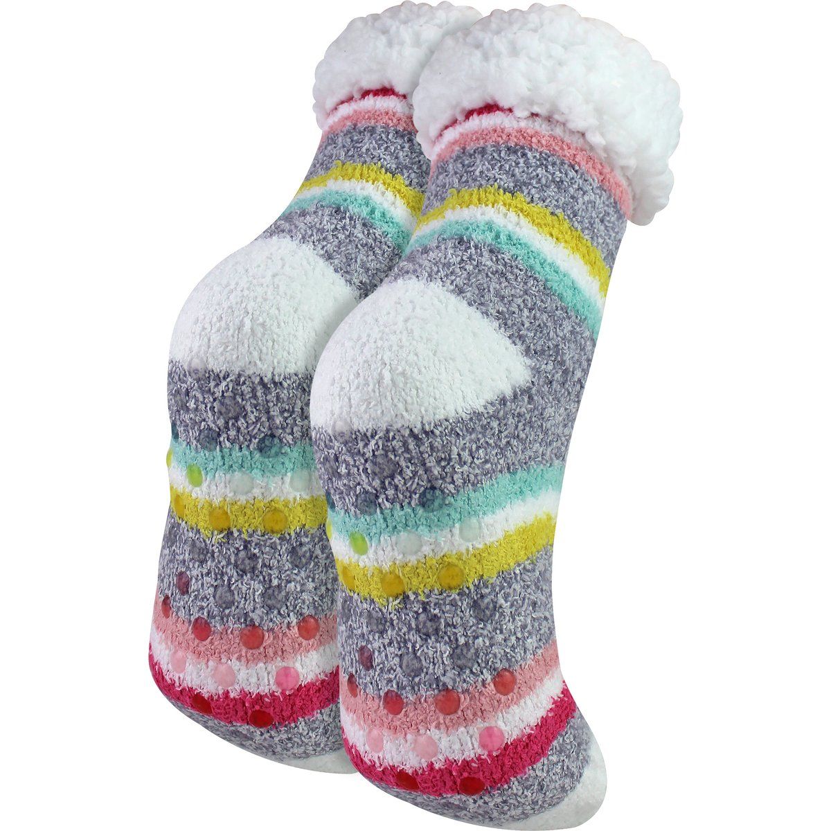 Flauschige Gestreifte Lounge-Socken