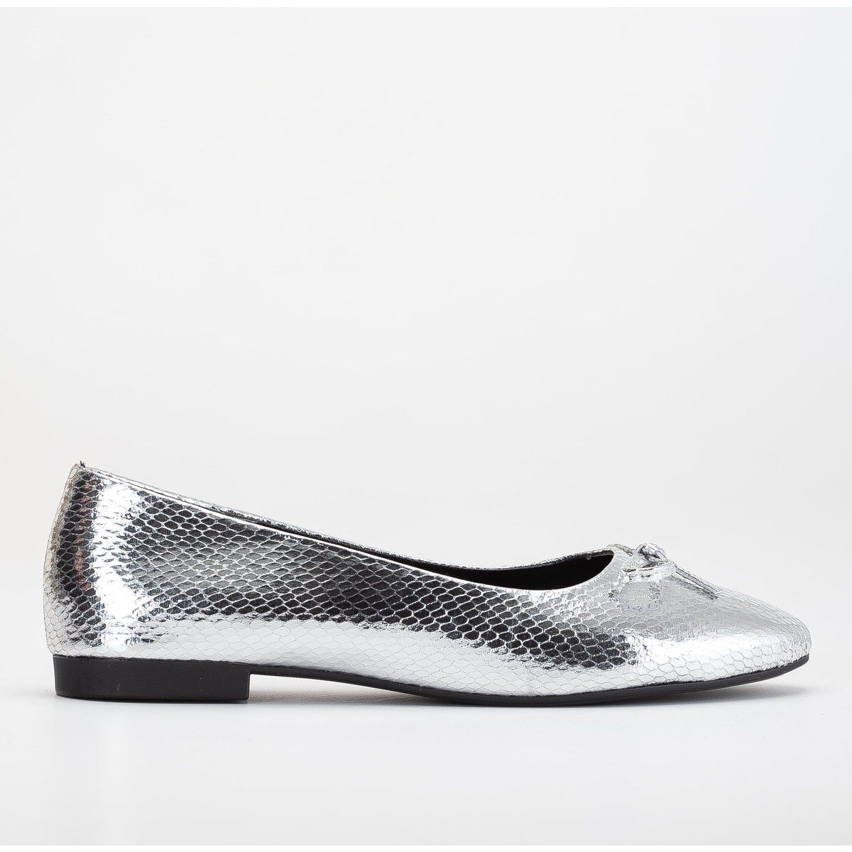 Klassische Ballerinas mit Schleife in Metallic-Optik