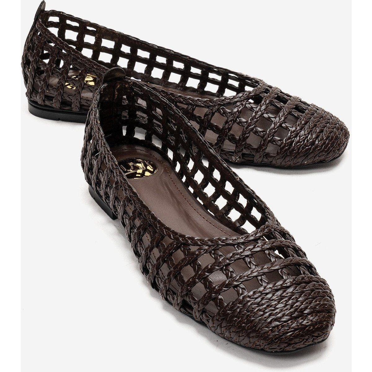 Moderne geflochtene Ballerinas im Mesh-Design
