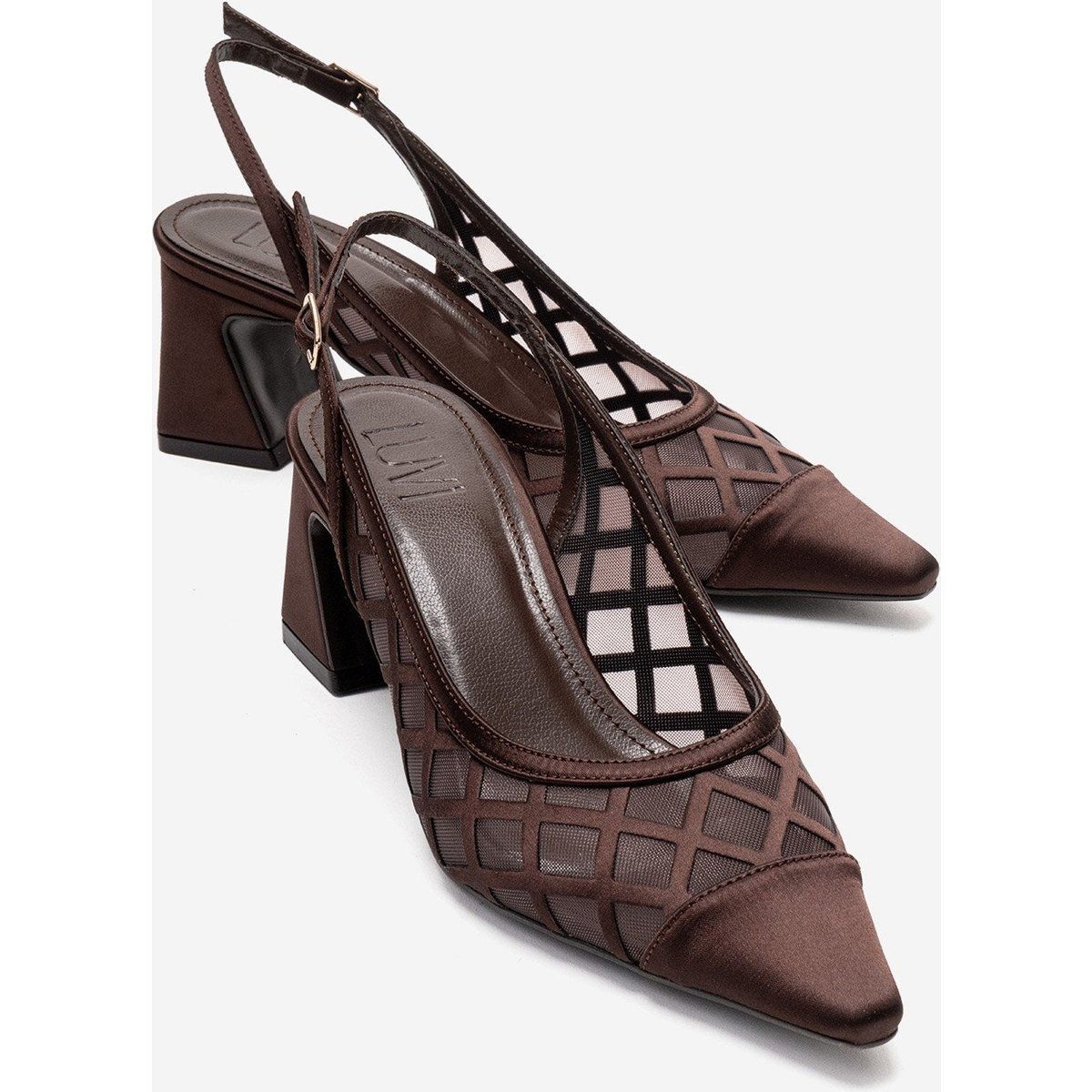 Elegante Mesh-Slingpumps mit Blockabsatz