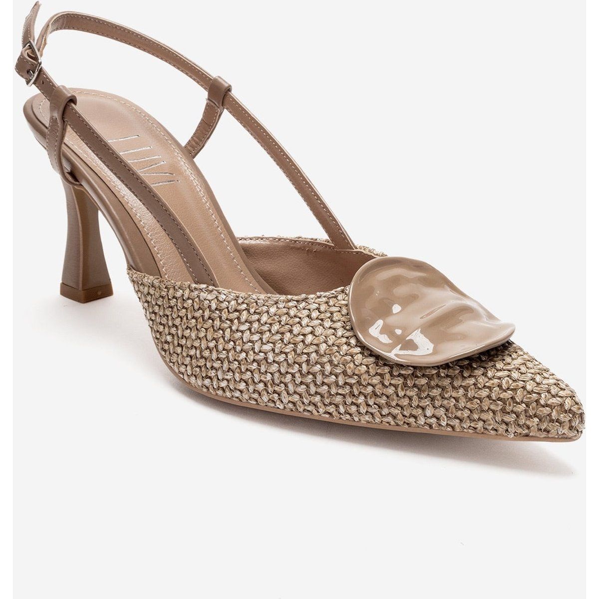 Geflochtene Slingback-Pumps mit spitzer Zehenpartie
