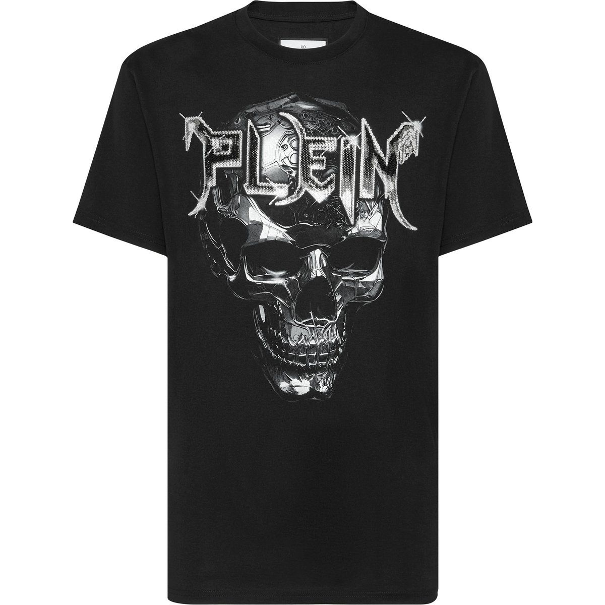 Grafik-T-Shirt mit Chrom-Totenkopf