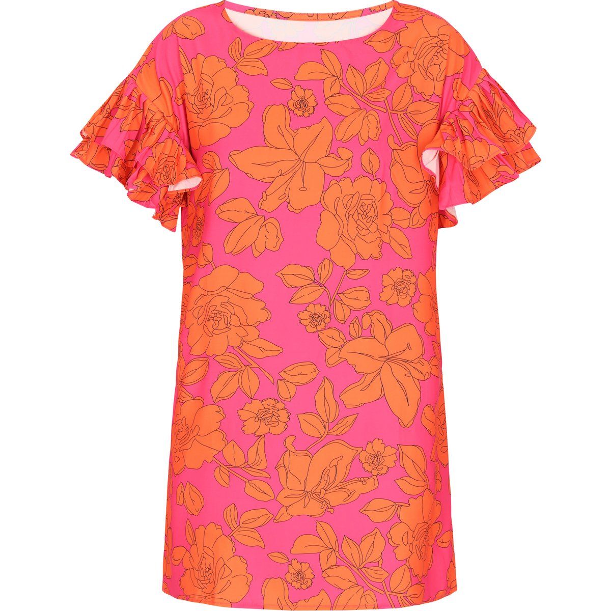Florales Minikleid mit Rüschenärmeln