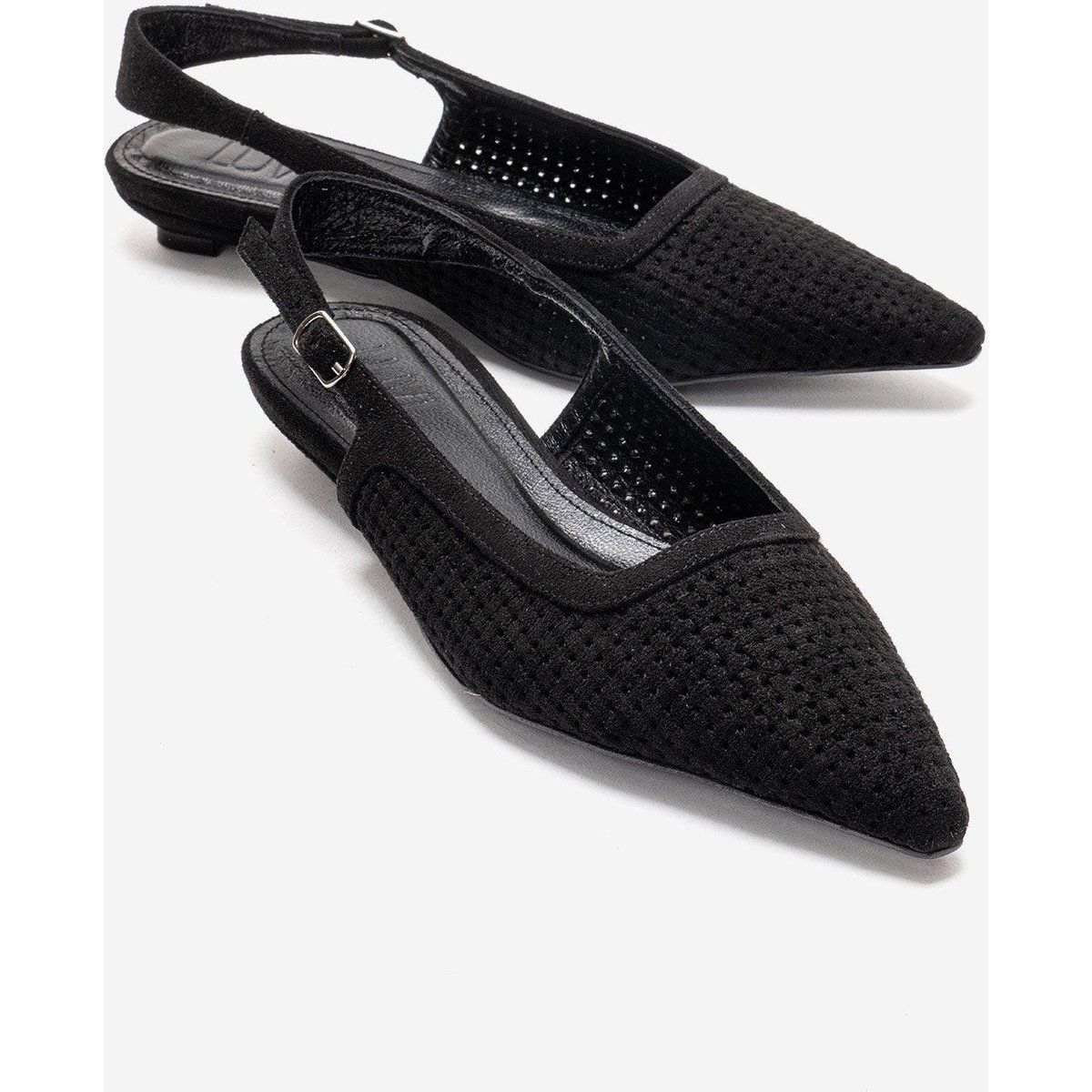 Perforierte Slingback-Pumps aus Wildleder