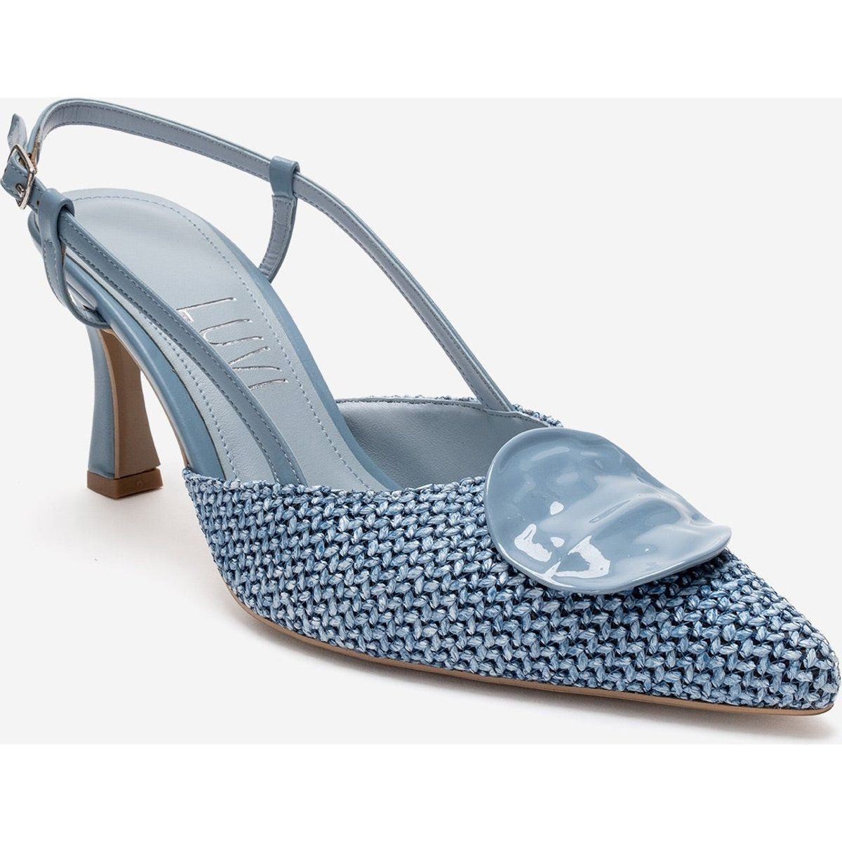 Geflochtene Slingback-Pumps mit spitzer Kappe
