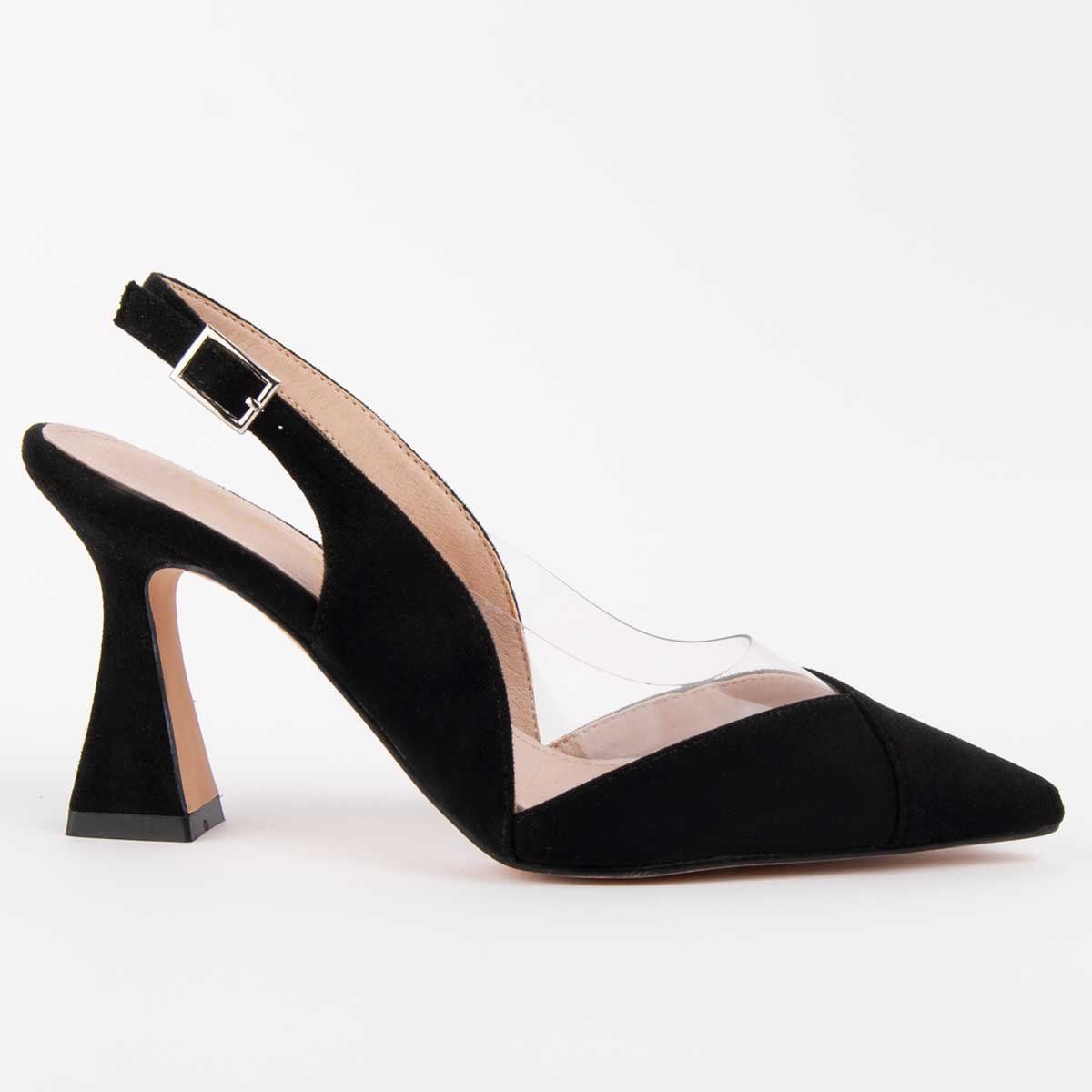 Spitze Slingback-Pumps mit skulpturalem Absatz