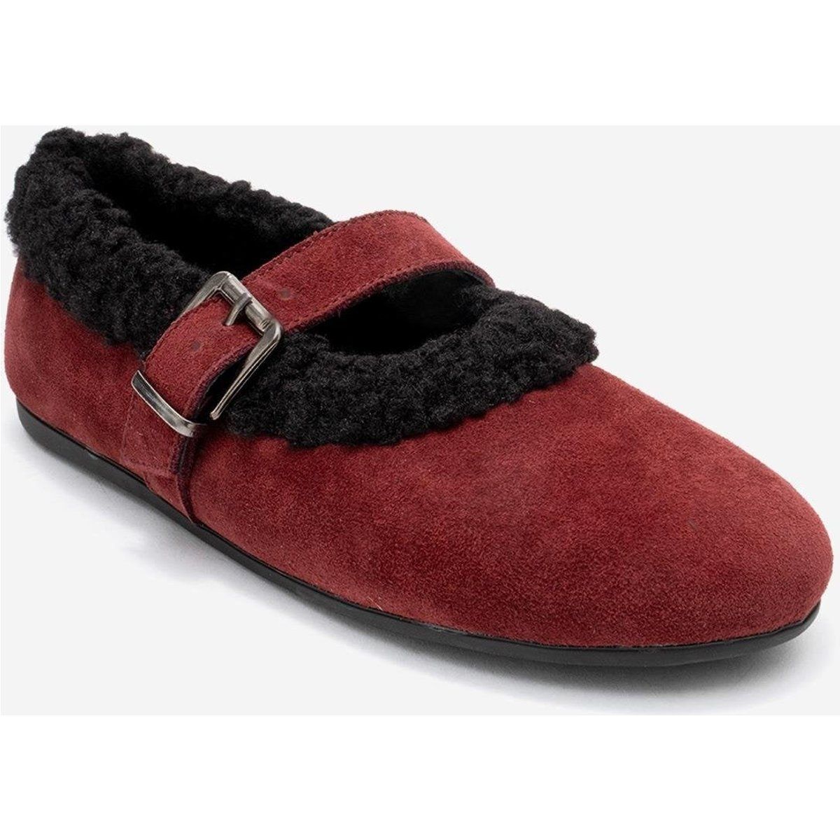 Wildleder Mary Jane mit Shearling-Besatz