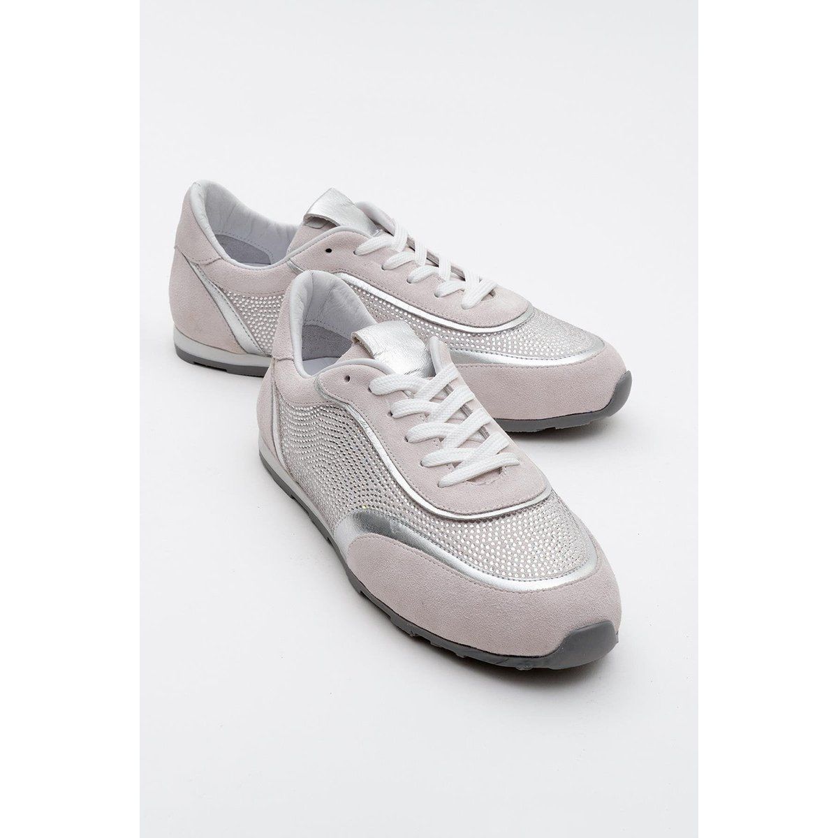 Wildleder-Sneaker mit Strassbesatz