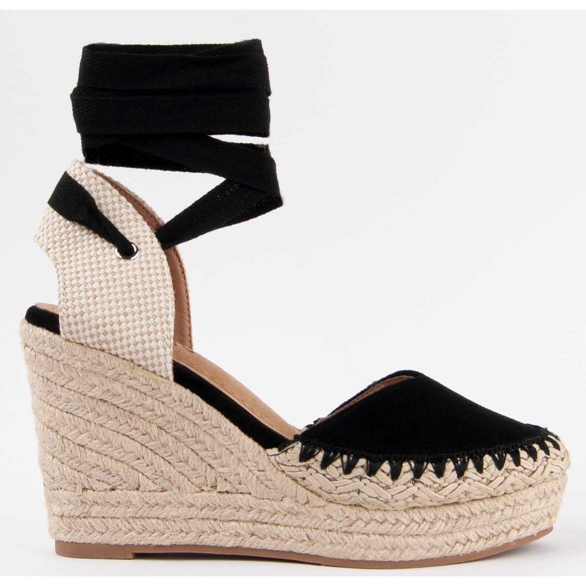Keil-Espadrilles mit Knöchelschnürung