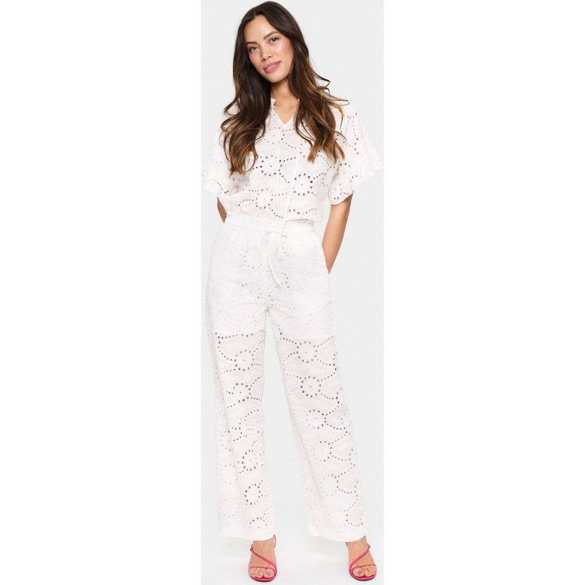 Gerade Hose mit Allover-Lochstickerei
