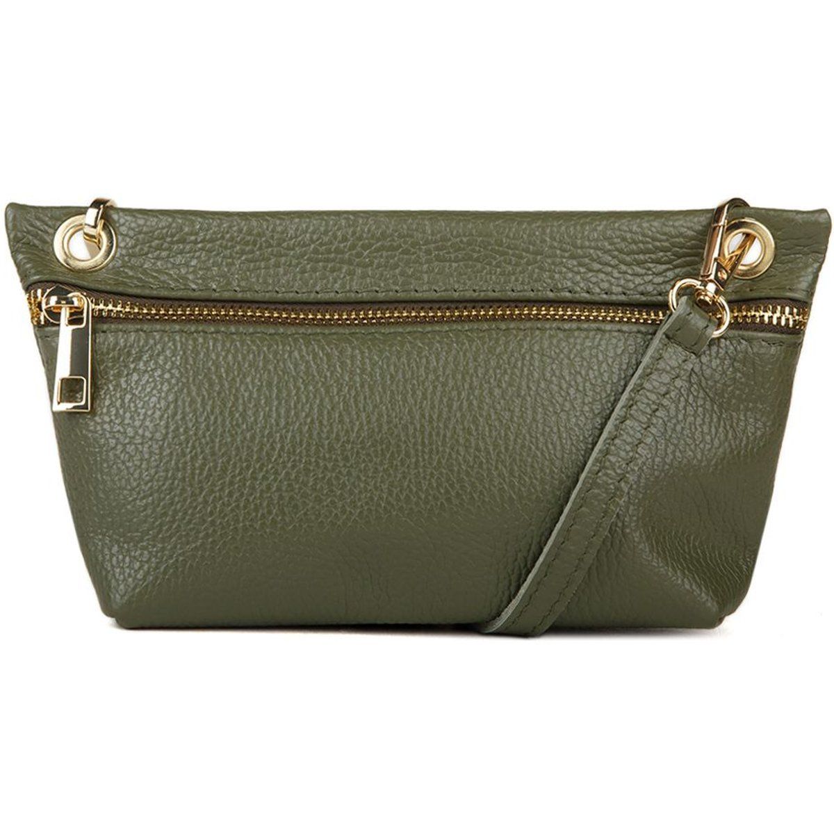 Schultertasche aus genarbtem Leder