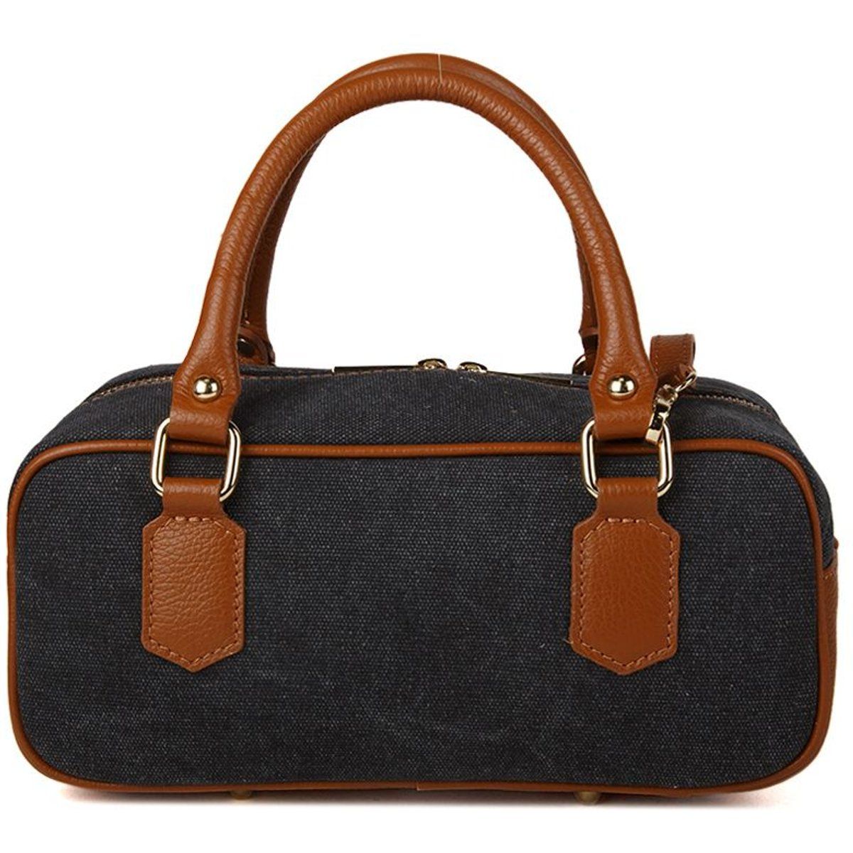 Strukturierte Bowlingtasche aus Canvas und Leder