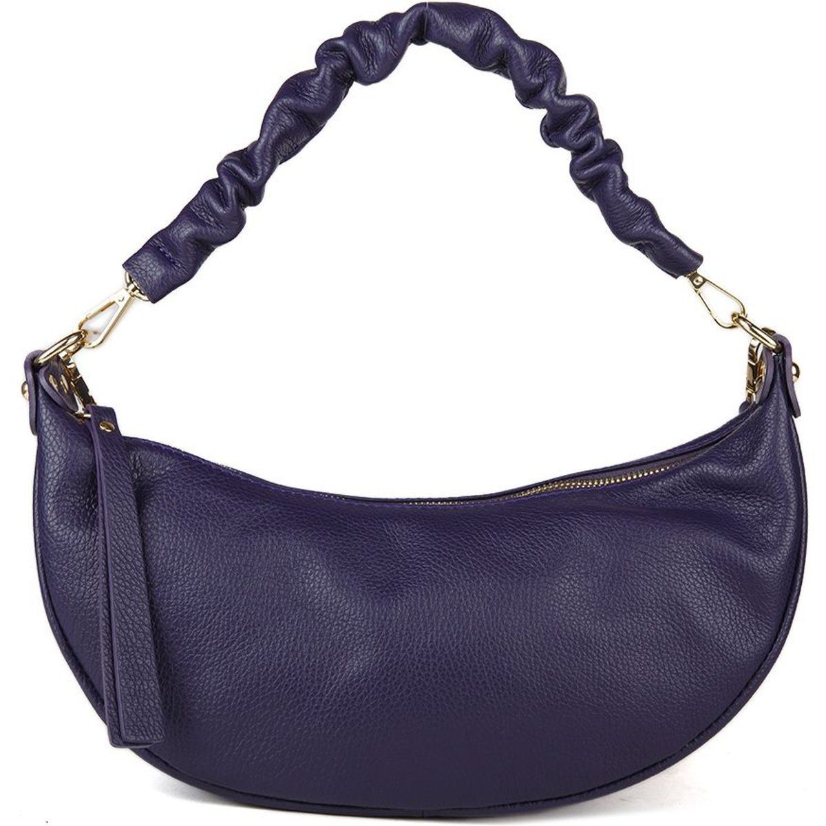 Halbmond-Schultertasche mit Raffungen