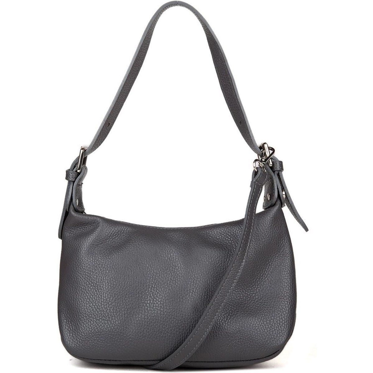 Klassische Schultertasche aus genarbtem Leder