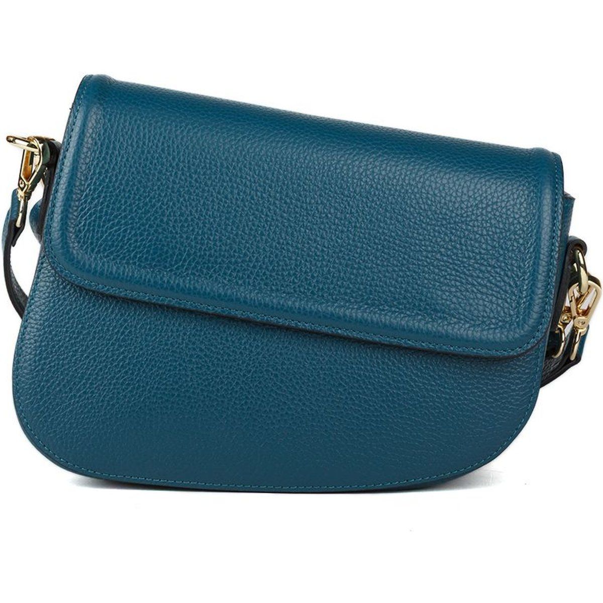 Genarbte Leder-Schultertasche mit Klappe